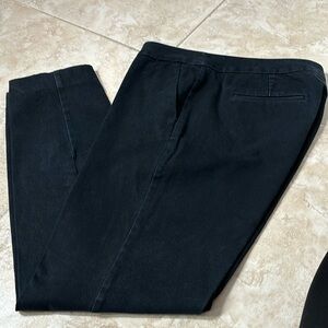 Black Cotton Casual Pants with straight leg.